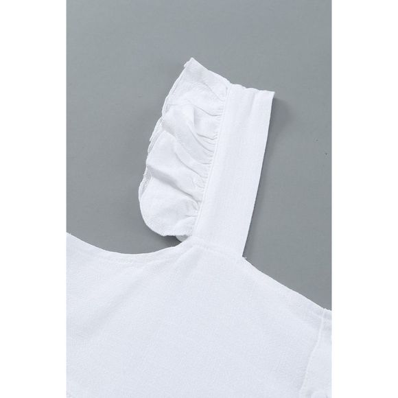 Azura Exchange  White Flutter Shoulder Babydoll Top - Picture 15 of 15